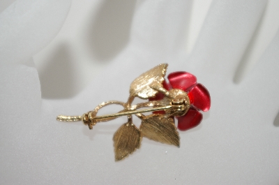 +MBA #6-1363  Vintage Gold Plated Rose Pin