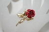 +MBA #6-1363  Vintage Gold Plated Rose Pin