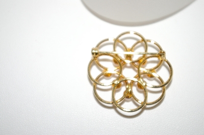 +MBA #6-1353  Vintage Gold Plated Faux Pearl Pin