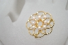 +MBA #6-1353  Vintage Gold Plated Faux Pearl Pin