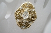 +MBA #6-1470  Vintage Gold Tone Clear Rhinestone Pin