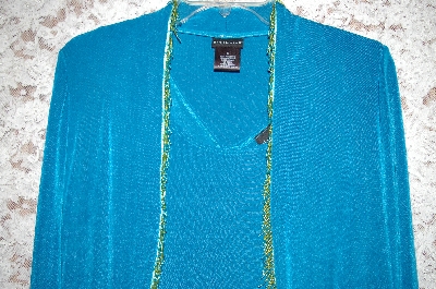 +MBA #5-1909   'Citiknits Jade Green Beaded Fringe Bolero Jacket & Scoop Neck Tank   