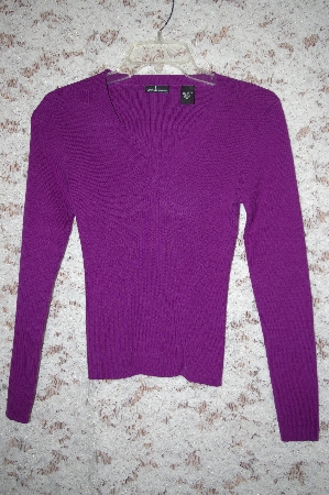 +MBA5 #1963  "Moda Purple V-Neck Pullover Ribbed Knit Sweater