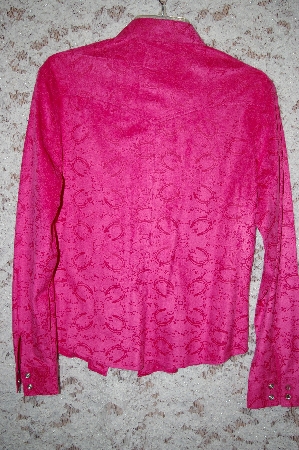 +MBA #5-1948  "Cowgirl Hardware Pink Velvet Long Sleve Horseshoe Blouse