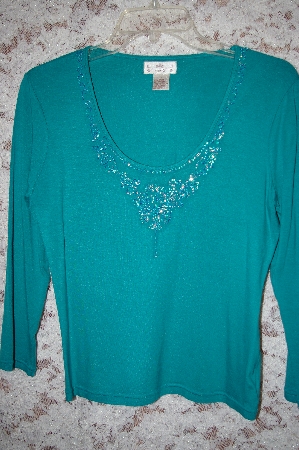 +MBA5 #1917  "Creda Green Rayon Hand Beaded Long Sleve Top