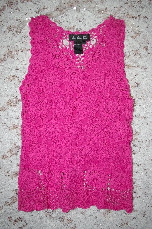 +MBA #5-1881  " Designer J.A.C. Pink Crochet Tank With Solid Pink Liner