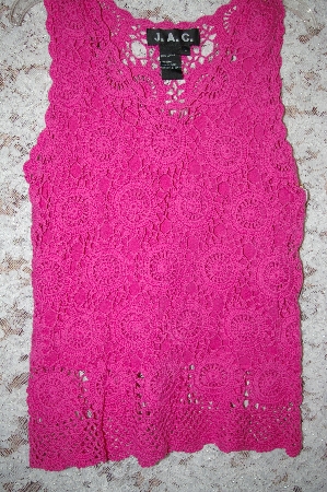 +MBA #5-1881  " Designer J.A.C. Pink Crochet Tank With Solid Pink Liner