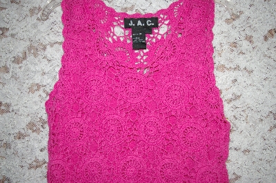 +MBA #5-1881  " Designer J.A.C. Pink Crochet Tank With Solid Pink Liner