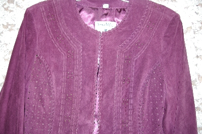 +MBA#5-1872   "Pamela McCoy Perforation Whipstitch Detail Suede Bolero Jacket