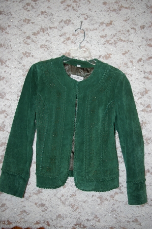 +MBA #5-1855  "Pamela McCoy Perforation Whipstitch Detail Suede Bolero Jacket