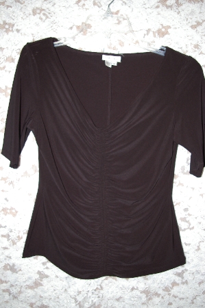 +MBA5 #1862  *Designer "Andre Oliver" Black Gathered Short Sleve Top