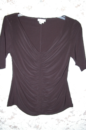 +MBA5 #1862  *Designer "Andre Oliver" Black Gathered Short Sleve Top