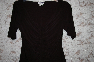 +MBA5 #1862  *Designer "Andre Oliver" Black Gathered Short Sleve Top