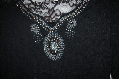 +MBA5 #1933  "Designer "Everyday" Black Rayon Embleished Long Sleve Top