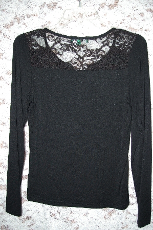 +MBA5 #1933  "Designer "Everyday" Black Rayon Embleished Long Sleve Top