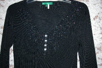+MBA5 #1939  "Designer "EveryDay" Black Knit Embelished Long Sleve Sweater