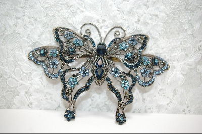 + Large Blue Crystal ButterFly Pin