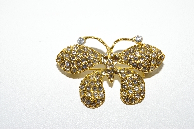 +MBA #5-1678  Gold Plated Rhinestone Butterfly Pin/Pendant