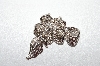 +MBA5 #1681  Rhodium Plated Flower Leaf Clear Crystal Brooch