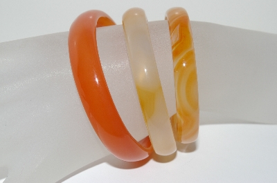 +MBA #1667  Set Of 3 Orange Agate Bangle Bracelets