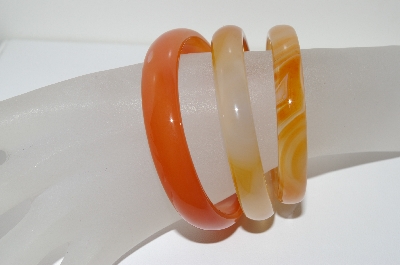 +MBA #1667  Set Of 3 Orange Agate Bangle Bracelets
