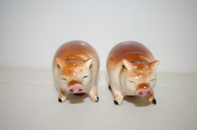 +MBA #33-054  "Vintage Brown Pig Salt & Pepper Shakers