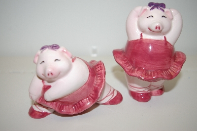 +MBA #33-108  "Pink Pig Balarina Salt & Pepper Shakers