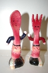 +MBA #33-051  "Dark Pink Fork & Spoon Salt & Pepper Shakers