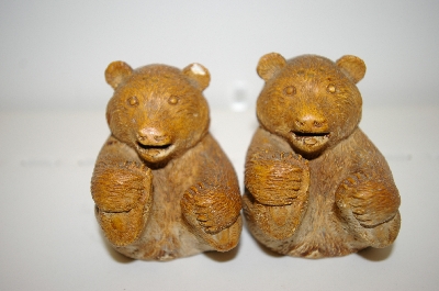 +MBA #33-123  "Vintage "Carved Look" Brown Bear Salt & Pepper Shakers