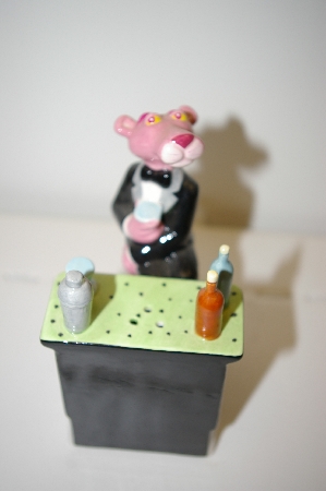 +MBA #33-166  "1998 Pink Panther On A Bar Stool & Bar Salt & Pepper Shakers
