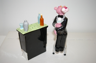 +MBA #33-166  "1998 Pink Panther On A Bar Stool & Bar Salt & Pepper Shakers
