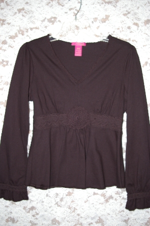 +MBA #34-009  "Black Tchlia Cotton Long Sleve Top With Black Crochet Trim