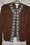 +MBA #34-011  "Brown Victor Costa Beaded Border Cardigan