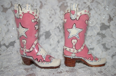 +MBA #34-196  "2002  Pink Large "Super Star" Cowboy Boot Salt & Pepper Shakers