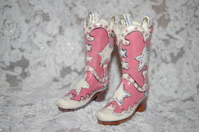 +MBA #34-196  "2002  Pink Large "Super Star" Cowboy Boot Salt & Pepper Shakers
