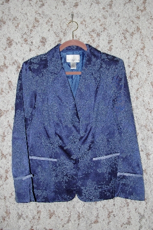 +MBA #35-053  "Blue Susan Graver Floral Jacquard Jacket With Ribbion Trim