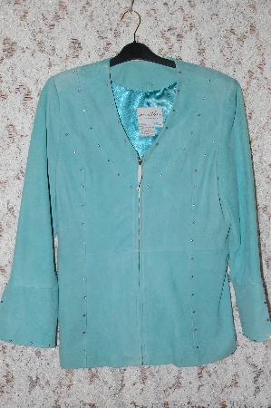 +MBA #35-036  "Blue Pamela McCoy Soft Suede Rhinestone Embelished Jacket