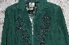 +MBA #36-055  "Dark Green Nolan Miller Beaded Floral Fully Lined Suede Jacket