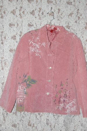 +MBA #36-018  "Pink Look East Hand Painted Suede Jacket