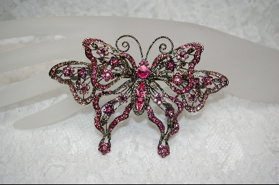 +Pink Crystal ButterFly Pin