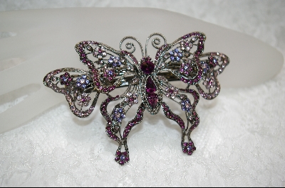 +  Purple Crystal Rhinestone ButterFly Barrette