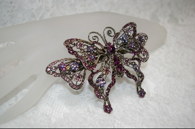 +  Purple Crystal Rhinestone ButterFly Barrette