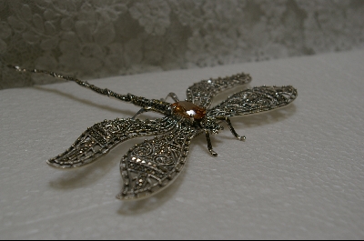 +MBA #SMDFA  "Sterling Marcasite Dragon Fly Pin