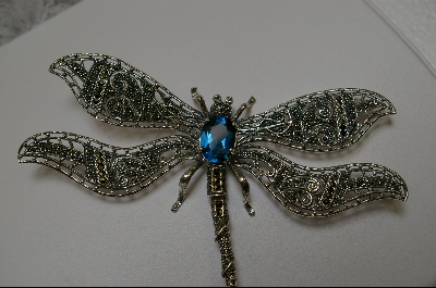 +MBA #BDF  "Large Marcasite Sterling DragonFly Pin