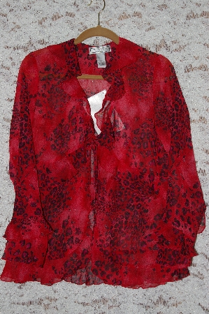 +MBA #49-0046  "George Simonton Red  "Fly Away Animal Print Top"