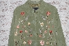+MBA #49-035   "Dialogue "Green" Floral Embroidered Suede Jacket