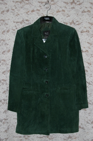 +MBA #49-057  "Dennis Basso "Hunter Green" Water Resistant Suede Blazer