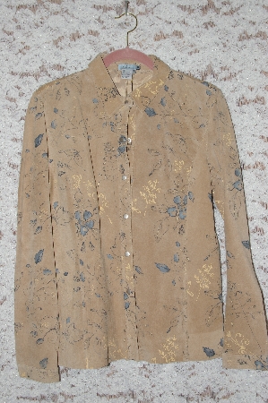 +MBA #49-083   "I.T.W. Sand Colored Hand Painted Suede Shirt Jacket