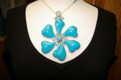 +MBA #CTP    Large Chalk Turquoise Flower Pendant
