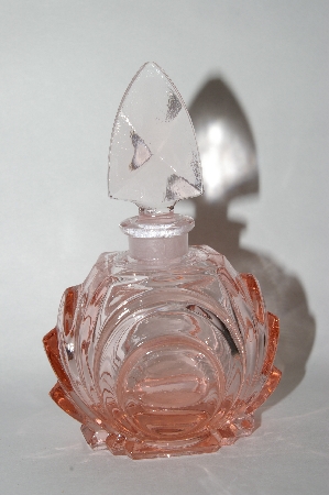 +MBA #55-045  Vintage Fancy Pink Glass Perfume Bottle With Glass Stopper